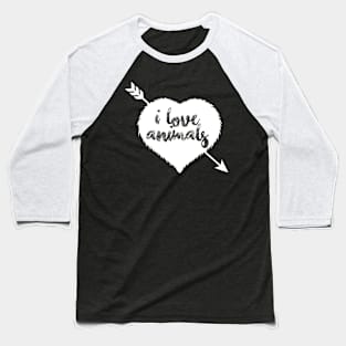 I Love Animals Baseball T-Shirt